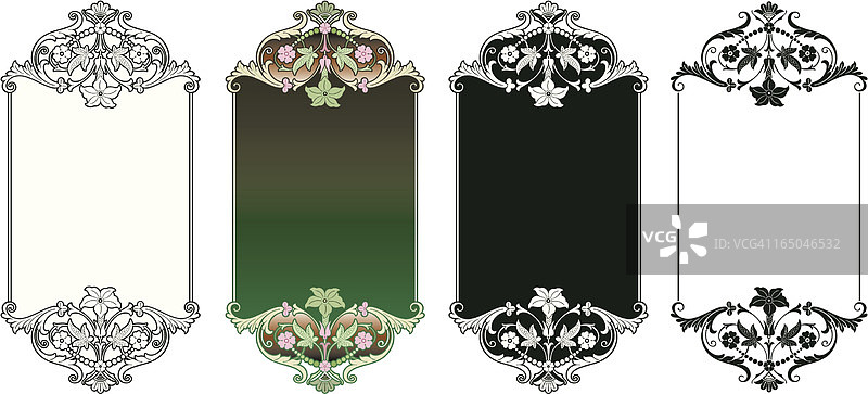 优雅的维多利亚风格字母组合面板图片素材