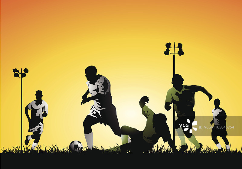 傍晚时分的足球比赛图片素材