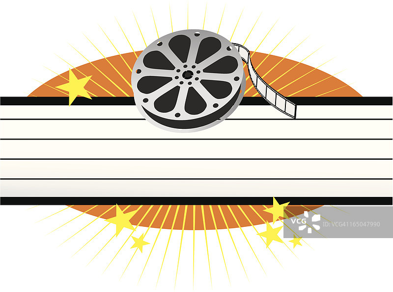 电影胶片卷和空白星光横幅图片素材