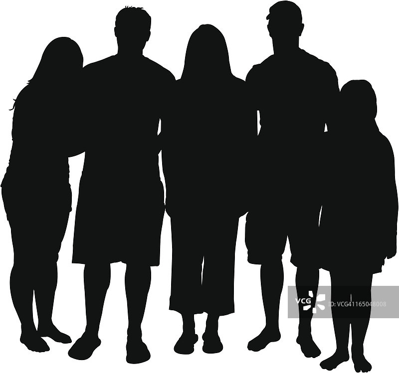 一群年轻人聚集在一起的剪影图片素材