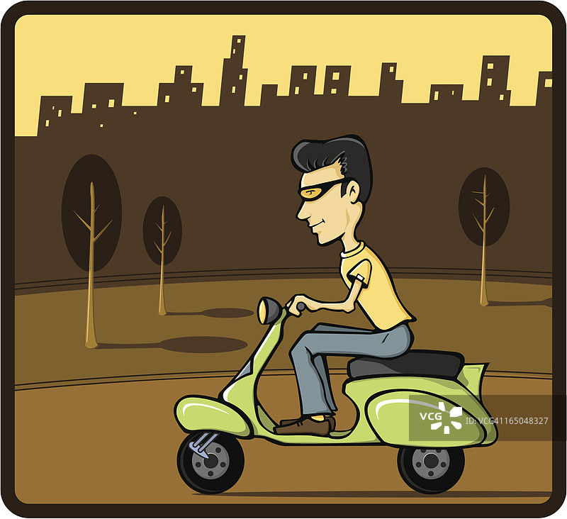 骑滑板车的男人图片素材