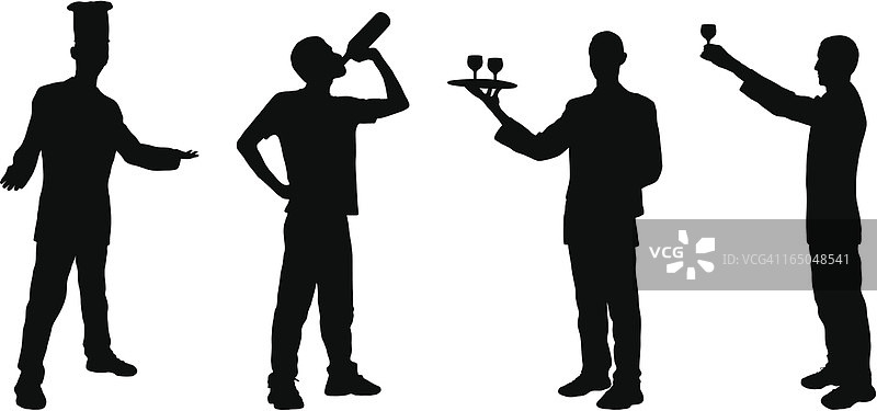 四种食物和饮料剪影图片素材