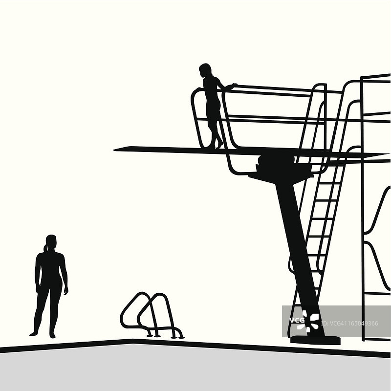 跳水教练矢量剪影图片素材