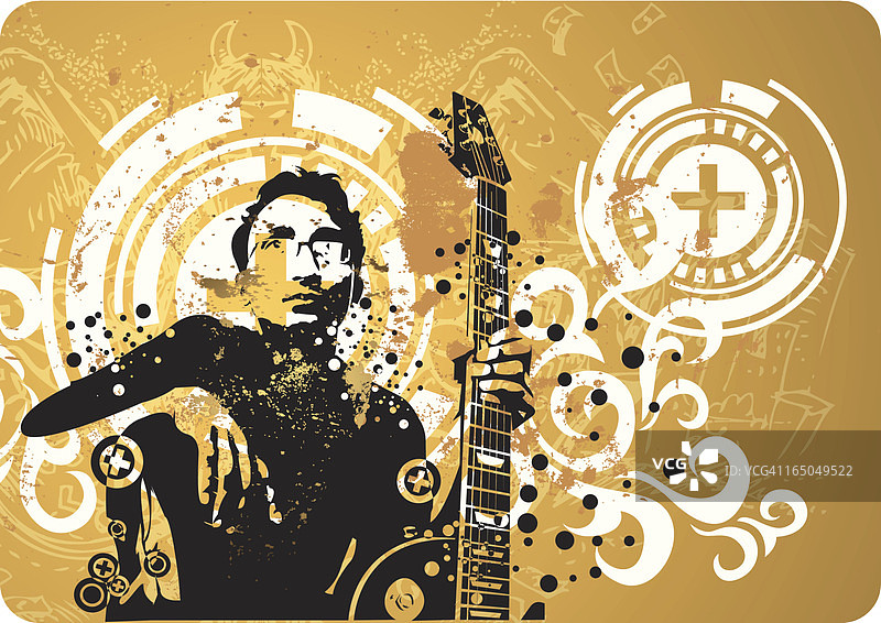 未来主义设计的吉他手图片素材