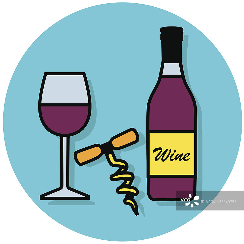 螺旋开瓶器和葡萄酒图片素材