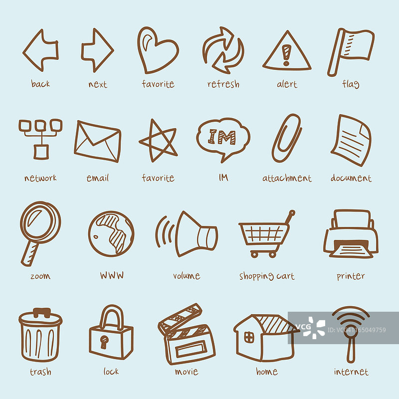 网页和电子商务应用程序的涂鸦图标图片素材