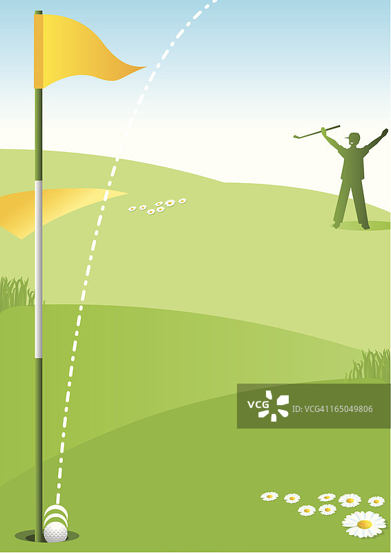 高尔夫球一杆进洞图片素材