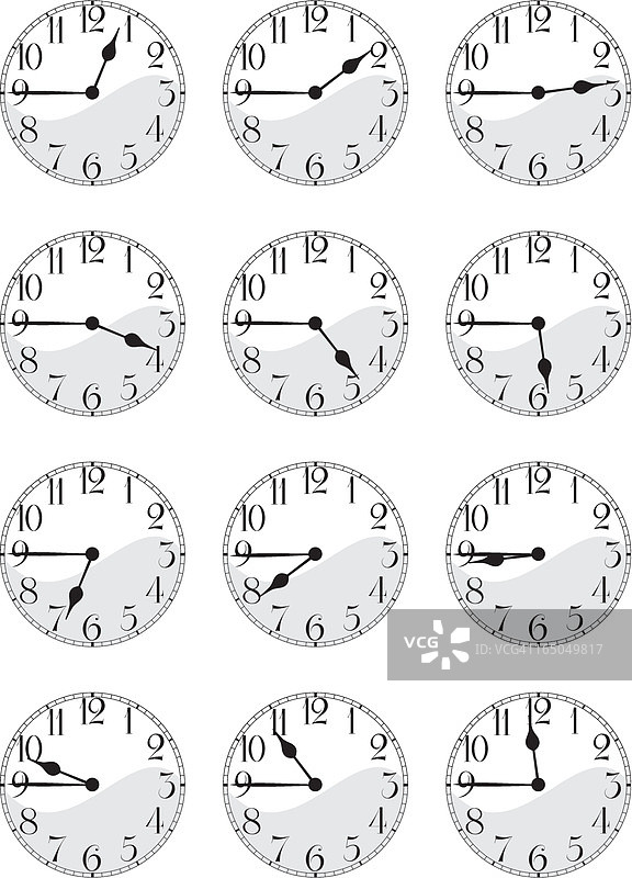 复古时钟表面四分之一套件图片素材