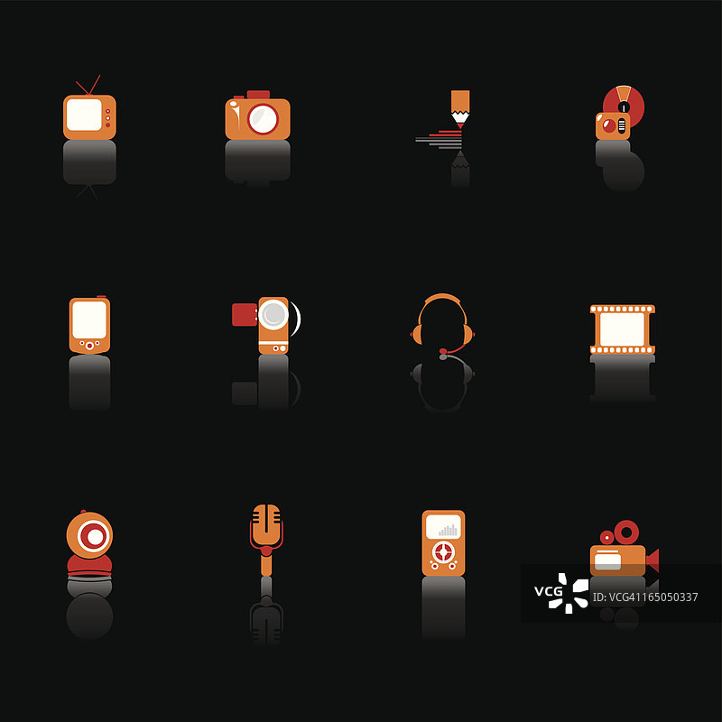 黑色媒体图标合集图片素材