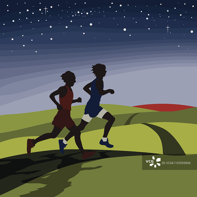 夏日夜跑图片素材