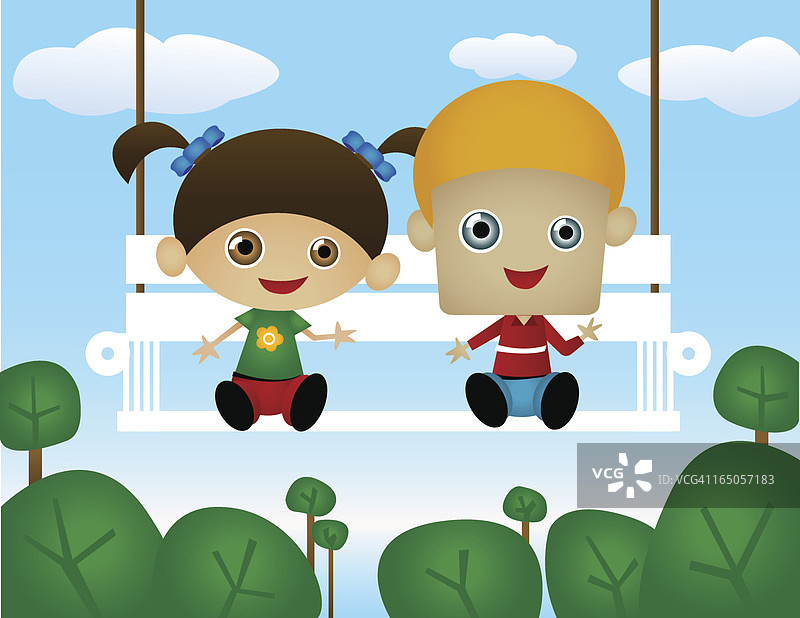 一起荡秋千的朋友们图片素材