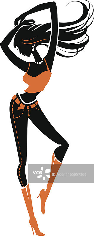 跳舞女孩的剪影图片素材