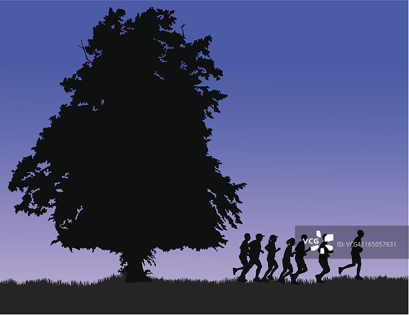 雾中的慢跑者图片素材