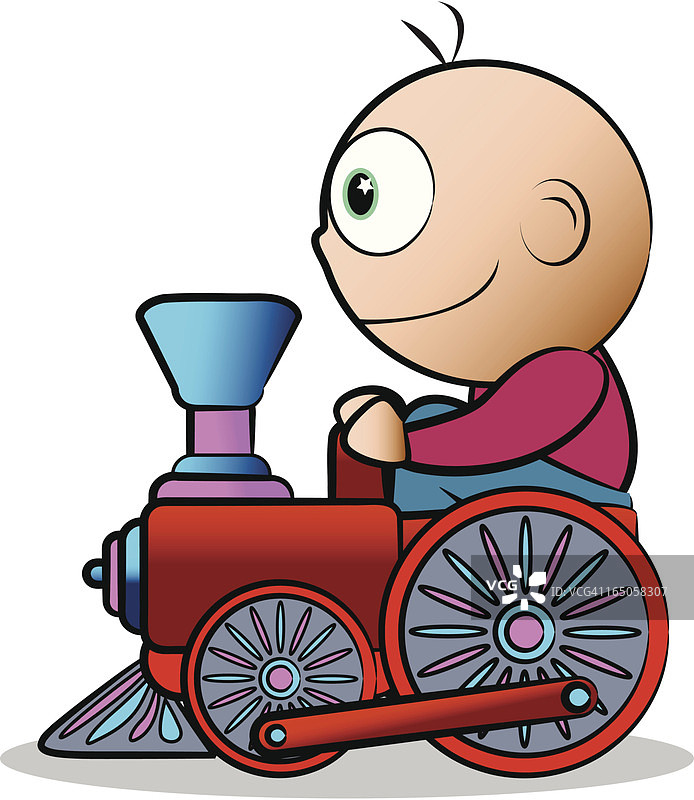 玩具火车上的小男孩图片素材
