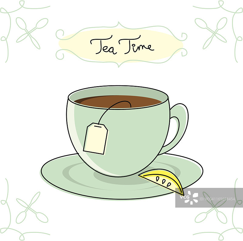 下午茶时光速写图片素材