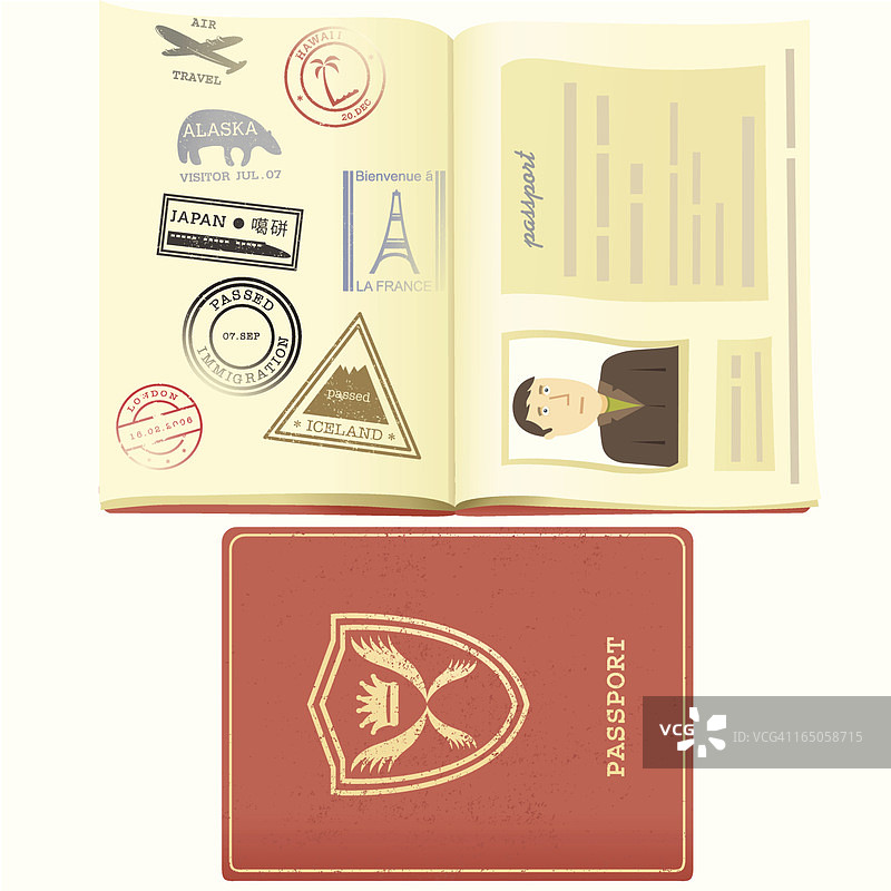 护照和旅行印章图片素材