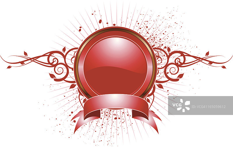 红色花纹装饰徽章图片素材
