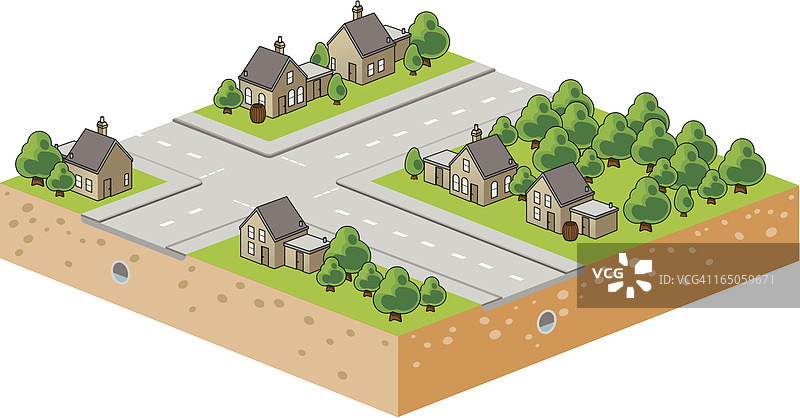 2.5D矢量插画：乡村房屋图片素材