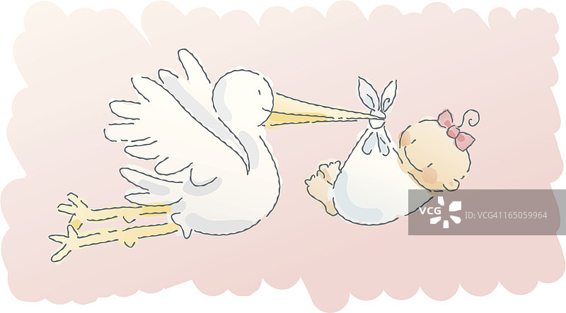 涂鸦：鹳（女孩）图片素材