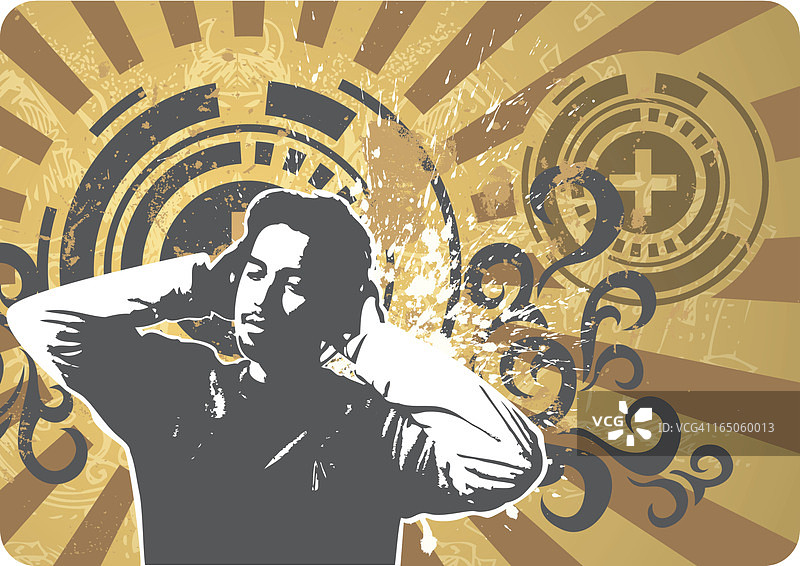 复古设计的年轻男子图片素材