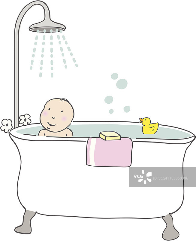 婴儿洗澡图片素材