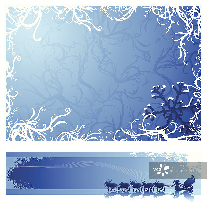 圣诞节背景和banner套装：蓝色冰图片素材