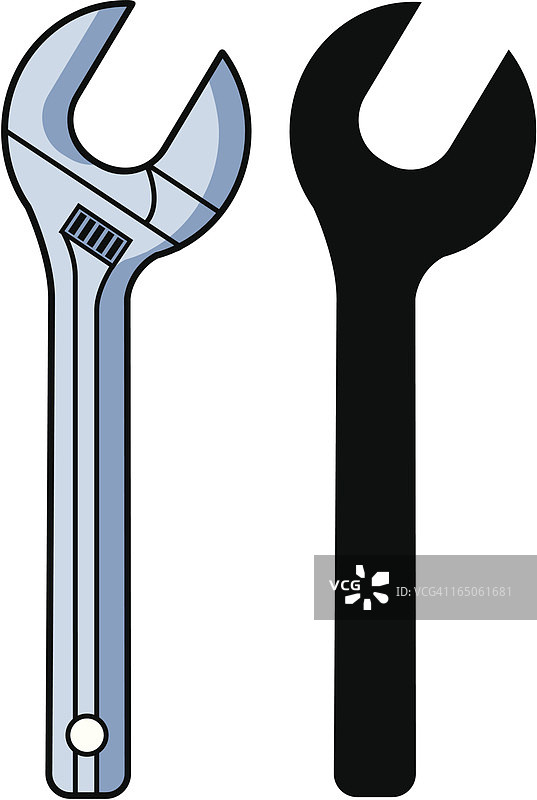 卡通风格带轮廓的扳手图片素材