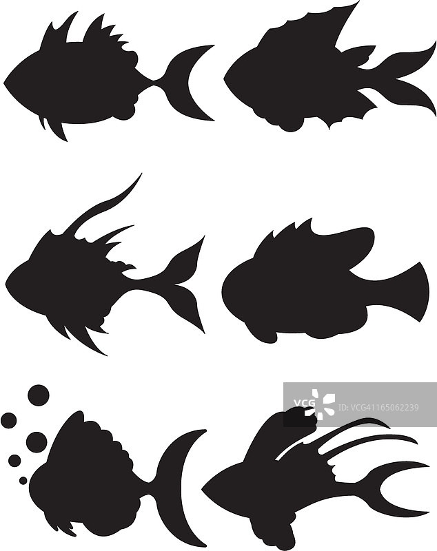 热带鱼剪影图片素材