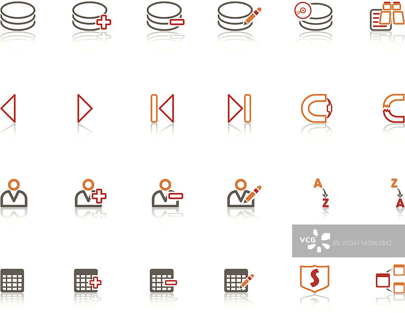 红色与橙色数据库图标集图片素材