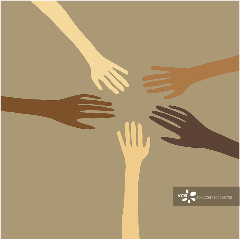 手绘环状相触手势插画图片素材