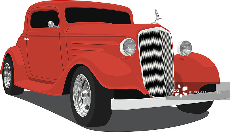 老式红色汽车动画图片素材