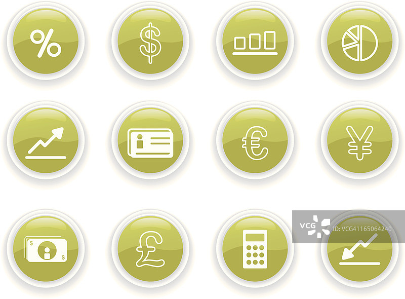 绿色玻璃质感金融图标图片素材