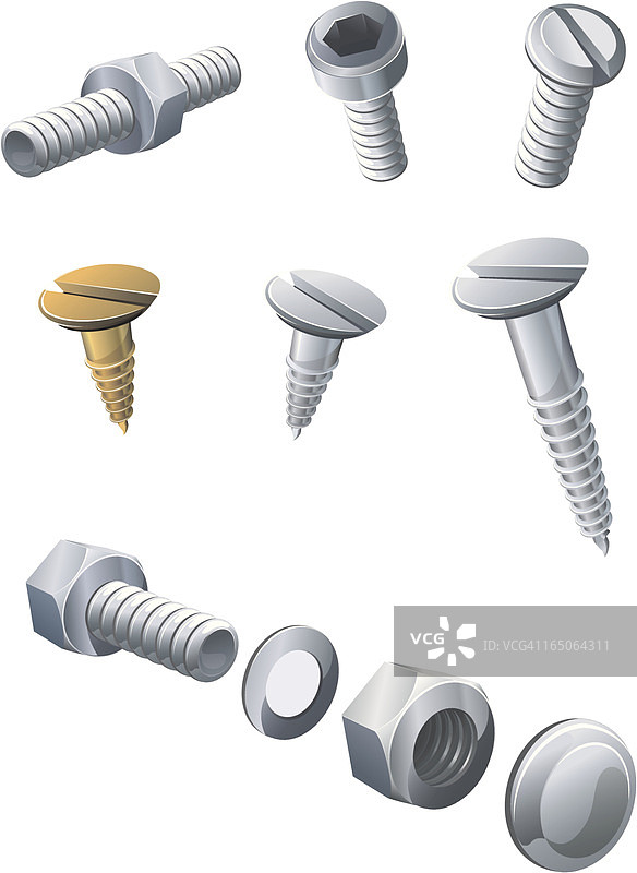 什锦螺钉、螺母和螺栓图片素材