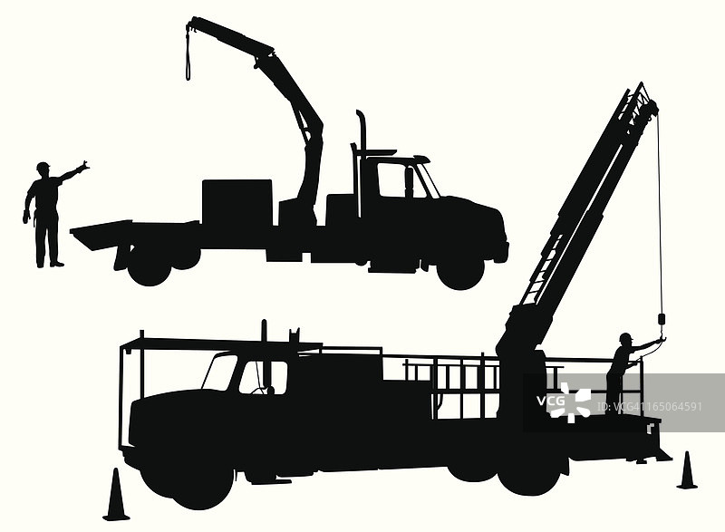 卡车起重矢量剪影图片素材