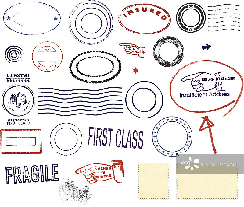 邮戳设计套装图片素材