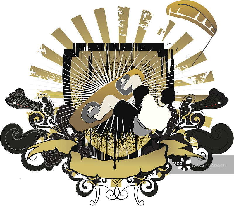 金色风筝冲浪标志图片素材