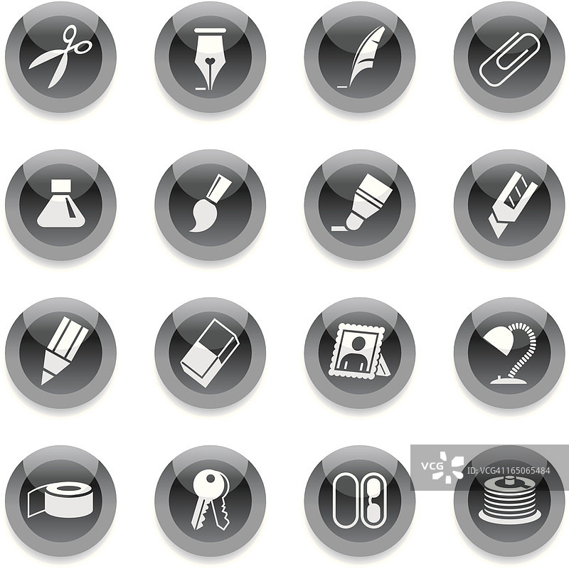 黑色圆形图标 - 办公图片素材