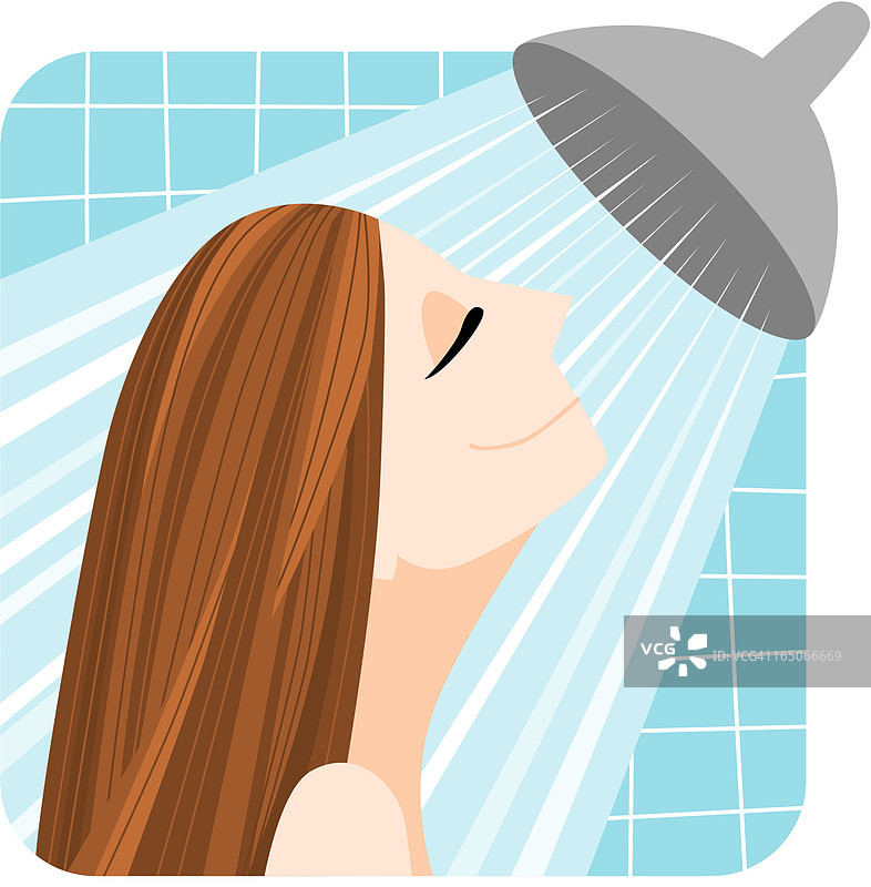 卡通女人在淋浴图片素材