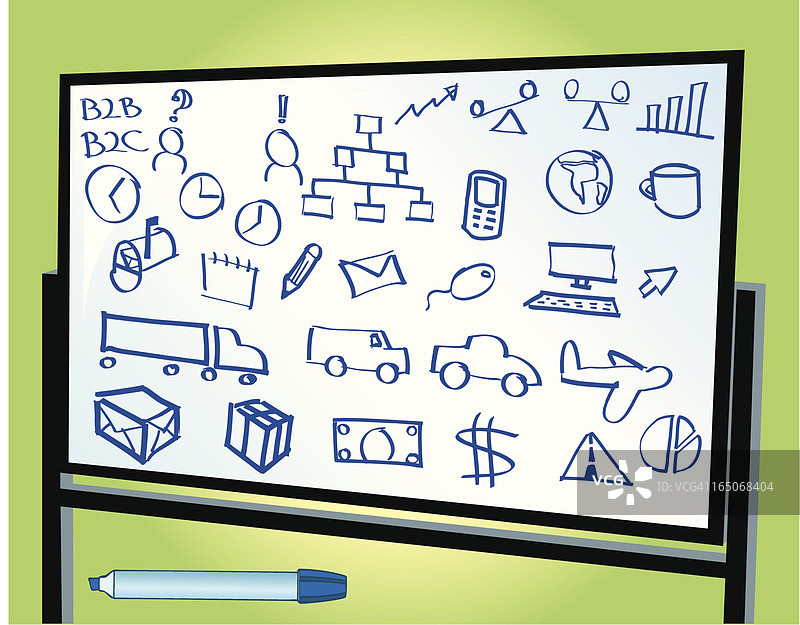 商务概念：在白板上的涂鸦图片素材