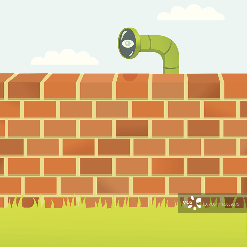 在砖墙后偷看的邻居图片素材