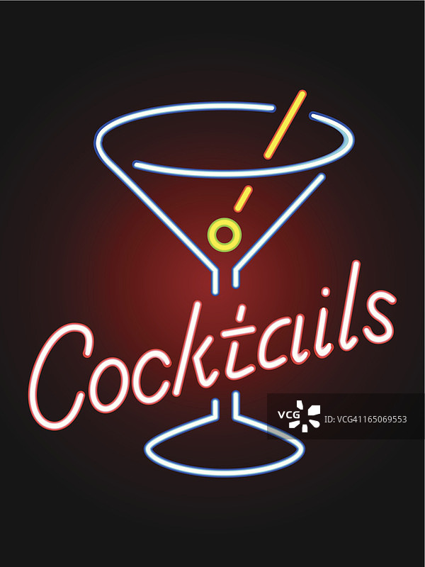 简洁霓虹鸡尾酒招牌图片素材