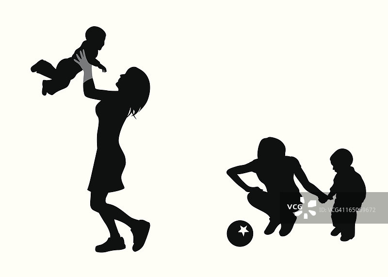 玩耍时光矢量剪影图片素材