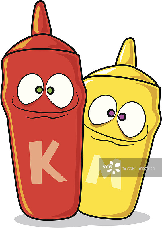 卡通番茄酱和芥末图片素材