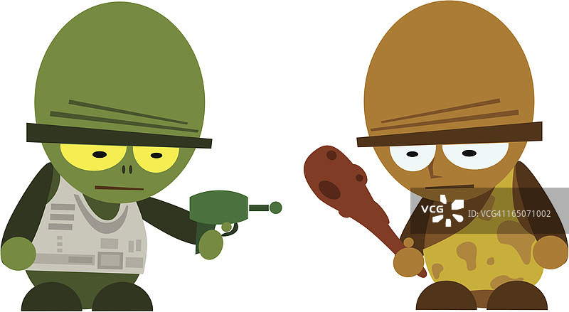 外星人与穴居人图片素材