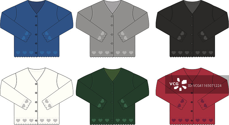 带心形图案的经典女童开衫图片素材