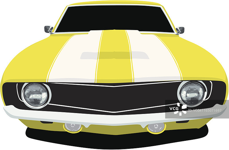 黄色肌肉车前部图片素材
