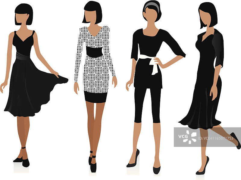 时尚模特互相摆姿势的插图图片素材