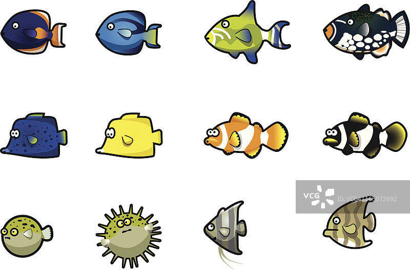 热带或水族鱼类矢量图图片素材