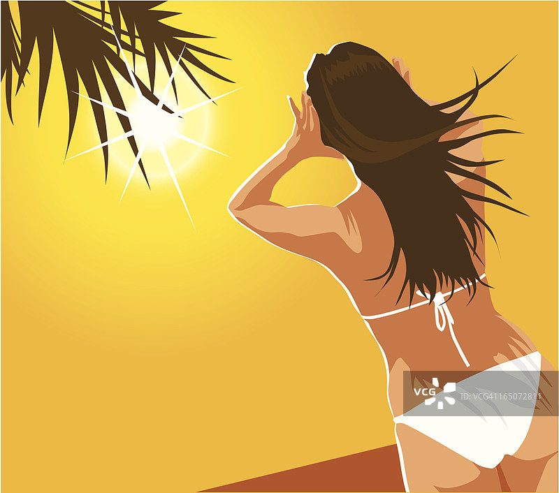 沙滩上的女孩图片素材
