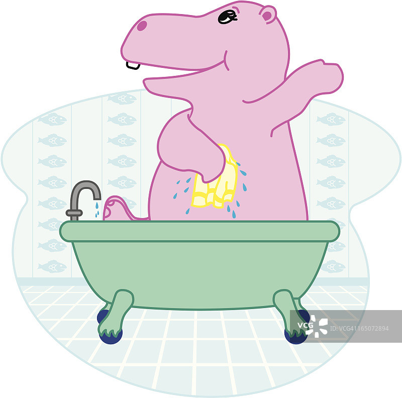 洗澡的河马图片素材
